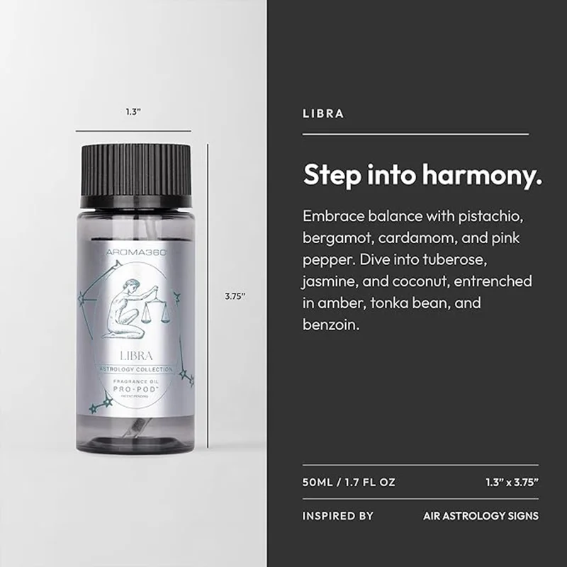 Aroma360  Libra Pro-Pod Oil Blend - Astrology Inspired for Luxury Essential Oil Diffusers - Aromatherapy Scent Diffuser Oil - Pistachio, Ylang Ylang, and Benzoin - 50 mL, 1.7 fl oz  | Best Price UAE