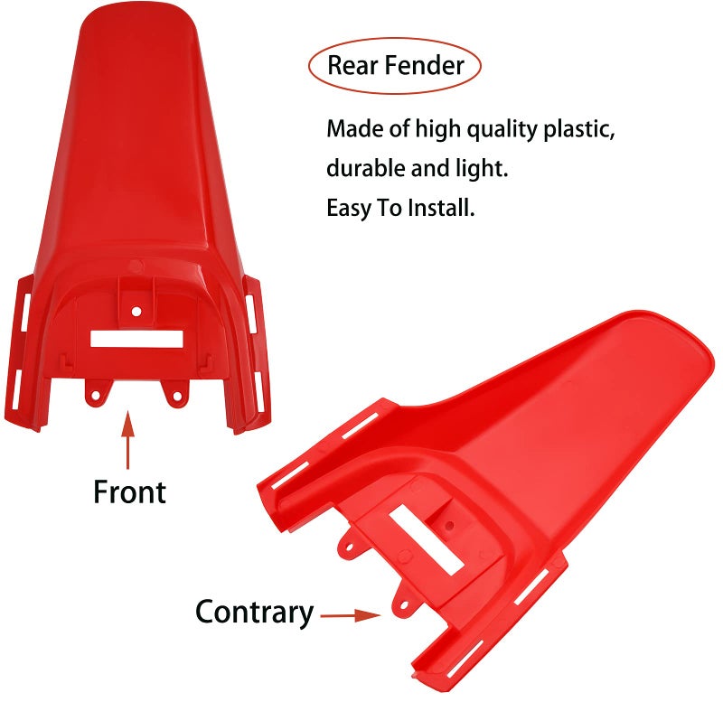 Kie CRF50 Plastic Kit XR50 Fender Kit Red White Fairing Fender Kit - Motorcycle Fender Fairing Body Work Kit Compatible with Honda CRF 50 XR 50 SDG SSR 107 110 125 Pit Dirt Bike - Image 4