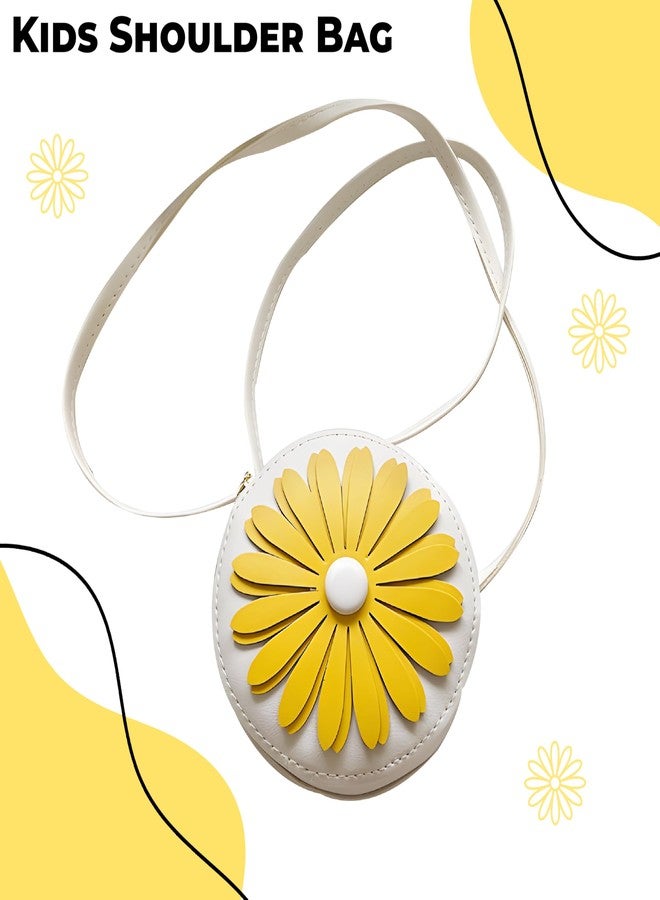 BEMBIKA Kids Sling Bag – Trendy Mini Crossbody Sling Backpack for Boys & Girls, Colorful PU Shoulder Bag -(3–6 Years | White Flower Design) - Image 2