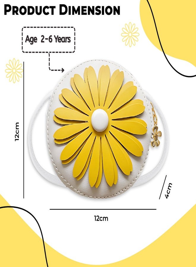 BEMBIKA Kids Sling Bag – Trendy Mini Crossbody Sling Backpack for Boys & Girls, Colorful PU Shoulder Bag -(3–6 Years | White Flower Design) - Image 3