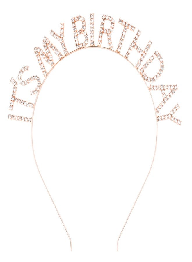 ACO-UINT Rose Gold Birthday Crown for Girls - Cute Happy Birthday Tiara for Women - Headband Decorations Gift - Image 1