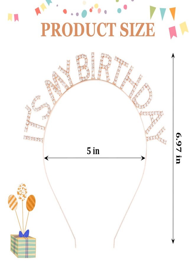 ACO-UINT Rose Gold Birthday Crown for Girls - Cute Happy Birthday Tiara for Women - Headband Decorations Gift - Image 2