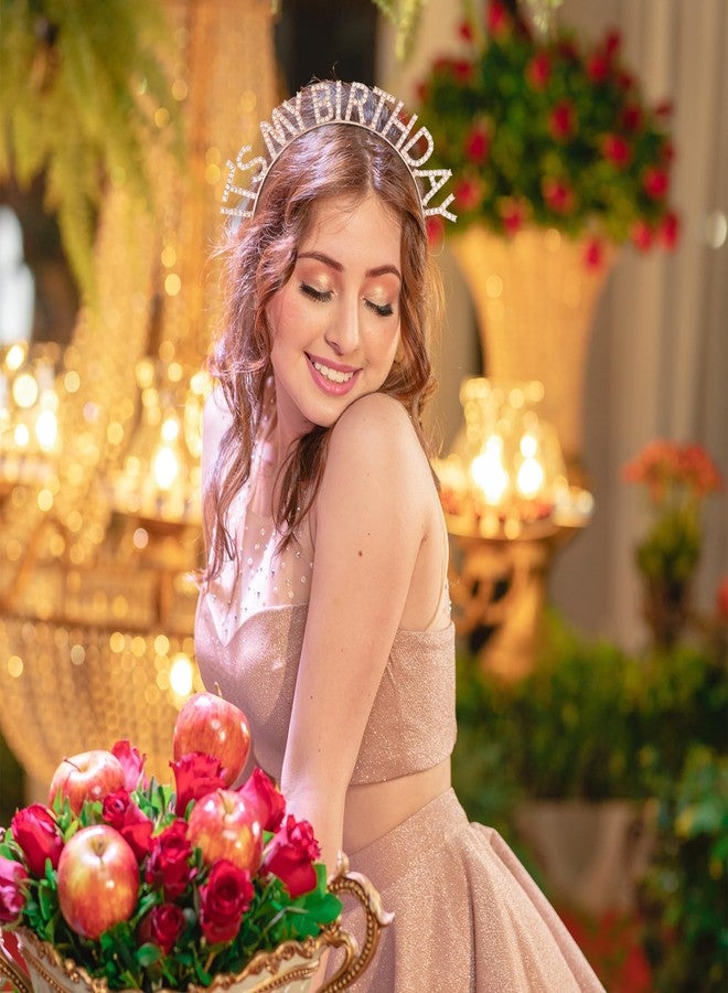 ACO-UINT Rose Gold Birthday Crown for Girls - Cute Happy Birthday Tiara for Women - Headband Decorations Gift - Image 5