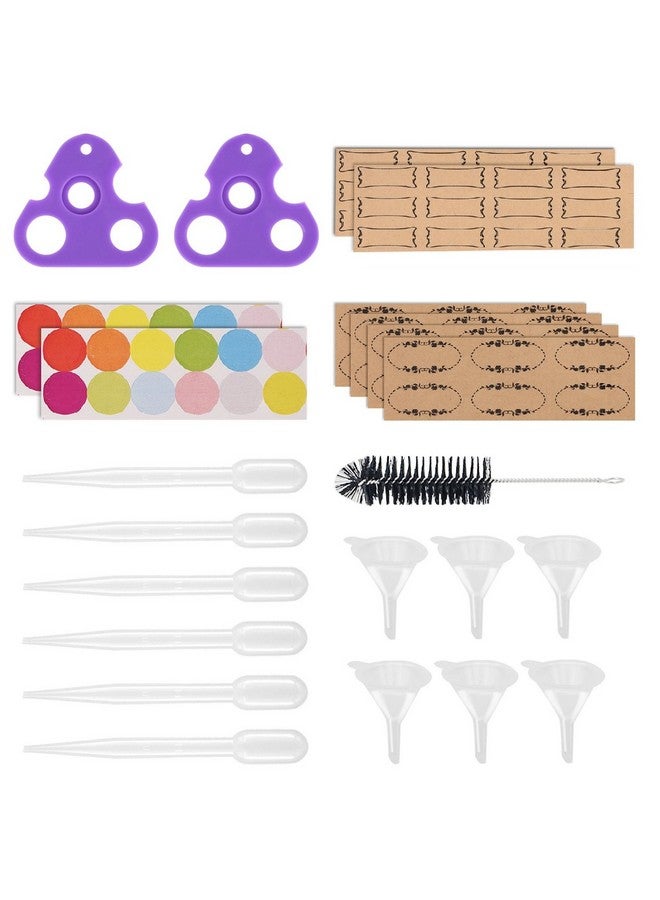 Easytle Essential Oil Tools Essential Oil Opener Essential Oil Key Tool For Essential Oil Accessories Includes 2 Openers, 6 Droppers, 6 Funnels, 72 Labels And Brush Tools Set For Glass Roll On Bottles  - Image 1