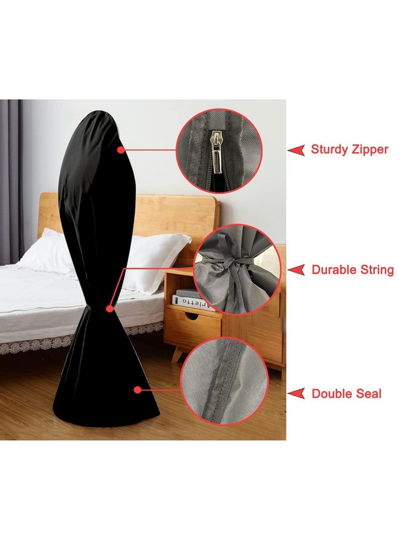 Meetion MEETION Fan Dust Cover, Heavy Duty Oxford Cloth Waterproof, Dustproof, Moisture-Proof Cover for Outdoor Pedestal Fan, Washable Fan Protective Cover for Standing Round Fans (Black)  - Image 2