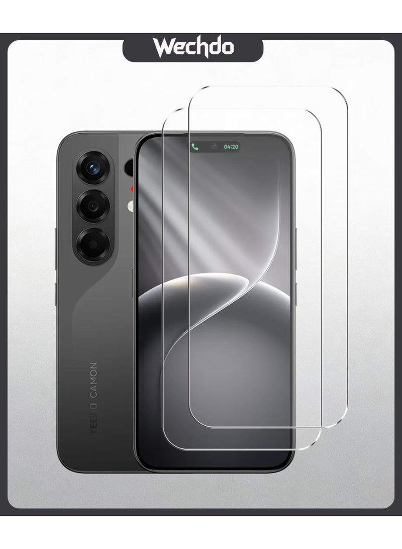 2 Pack for Tecno Camon 50 Premium Tempered Glass Screen Protector, with 9H Hardness, Anti-Fingerprint, Anti-Shatter, Bubble-Free & Easy Installation