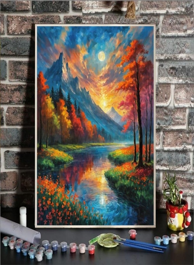ldazao Mountain Paint by Numbers Kit for Adults Beginner Landscape Adult Paint by Number Kits On Canvas Adults' Paint-by-Number Kits Oil Painting Kits for Gift Home Wall Decor 16x20 Inch - Image 2