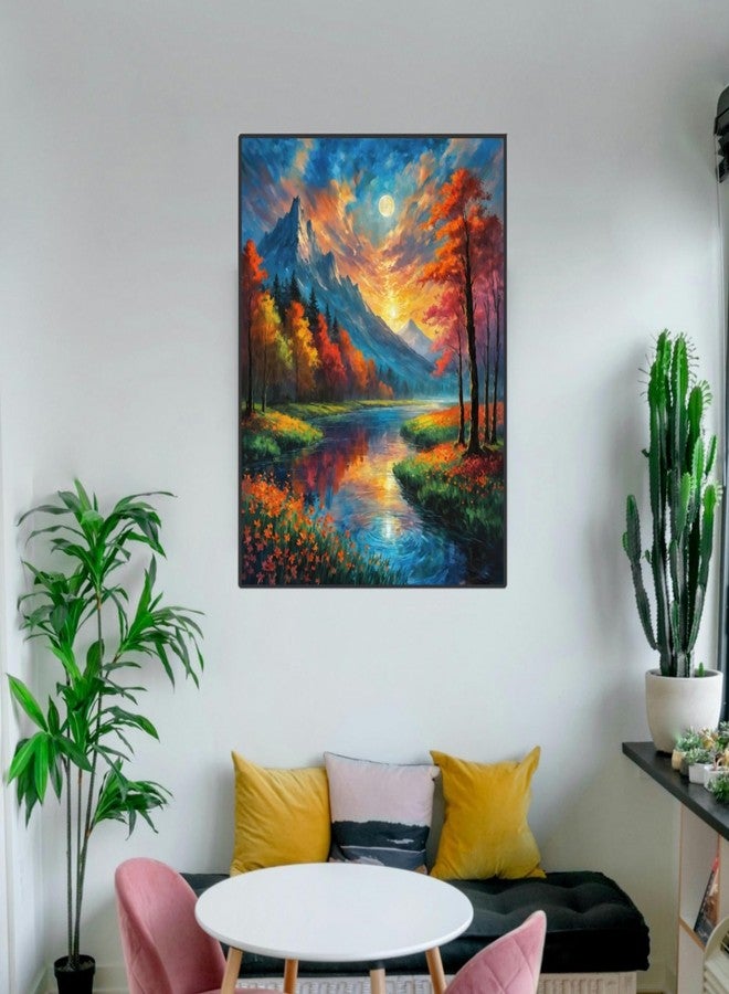 ldazao Mountain Paint by Numbers Kit for Adults Beginner Landscape Adult Paint by Number Kits On Canvas Adults' Paint-by-Number Kits Oil Painting Kits for Gift Home Wall Decor 16x20 Inch - Image 3