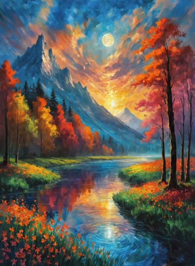 ldazao Mountain Paint by Numbers Kit for Adults Beginner Landscape Adult Paint by Number Kits On Canvas Adults' Paint-by-Number Kits Oil Painting Kits for Gift Home Wall Decor 16x20 Inch - Image 1