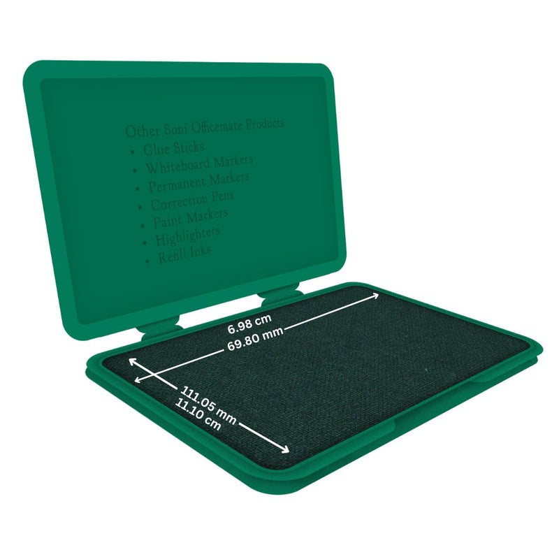 Office Mate Soni OfficeMate Medium Stamp Pad – Green | 108mm x 65mm | Crisp, Long-Lasting Impressions | Quick-Drying, Smudge-Free Ink | Durable & Refillable | Ideal for Office, Craft & DIY Projects | Pack of 3 - Image 2