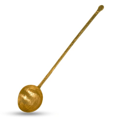 HOKOYA® Handmade Traditional Brass Ladle | Handmade Brass Cooking Set for Kitchen (Curry Ladle) - Image 1