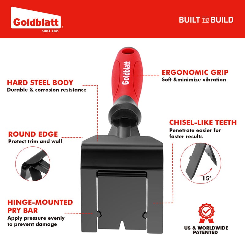 Goldblatt Trim Removal Tool, 3-Inch Baseboard Removal Tool for No-damage the surface, Heavy Duty Pry Bar Removal Multi-Tool for Carpet Tack Strip, Baseboard, Molding, Siding and Flooring Removal - Image 2