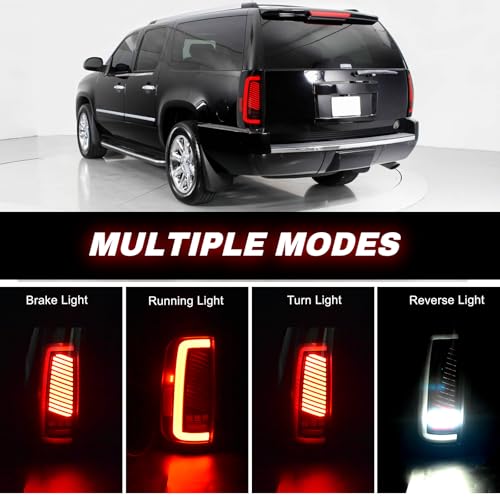 SINYATO INDUST Sequential LED Tail Lights for 2007-2014 Chevy Suburban, Tahoe & 2007-2013 GMC Yukon Denali, Smoked Rear Lights with Dynamic Turn Signals, Brake Light, Reverse Light - IP67 Waterproof - Image 3