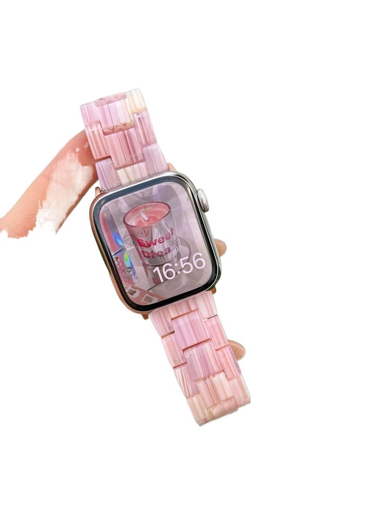 AD سوار ساعة ذكية سوار راتنج متوافق مع Apple Watch بملاءمة قابلة للتعديل وحزام بديل للاستخدام اليومي باللون وردي قابل للتعديل باللون الوردي - Image 1