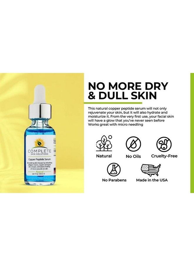 Complete Skin Solutions - سيروم الوجه ببتيد النحاس كولاجين مع خصائص حلول الجلد المضادة للشيخوخة: 1 أونصة 30 مل تركيبة مضادة للتجاعيد لبشرة شابة - Image 1