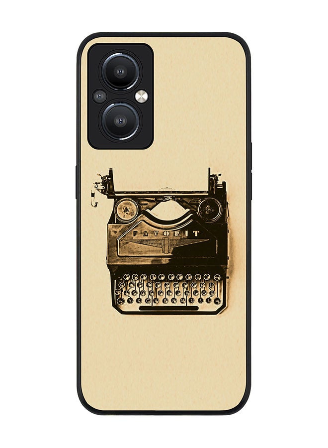 Stylizedd Rugged Black edge case for Reno8 Z 5G / Reno8 Lite 5G / Reno7 Z 5G Slim fit Soft Case Flexible Rubber Edges Anti Drop TPU Gel Thin Cover - Typewriter - Image 1