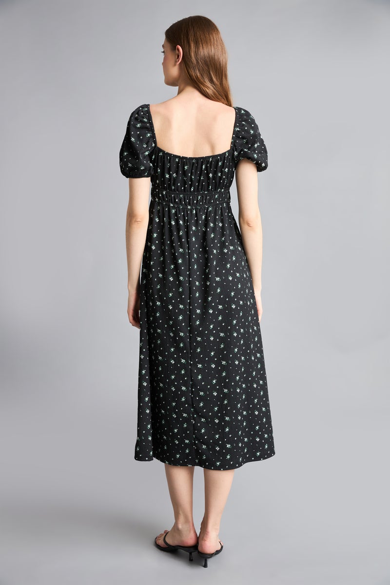 DeFacto Black Woman Square Collar Printed Midi Dress Casual - Image 5