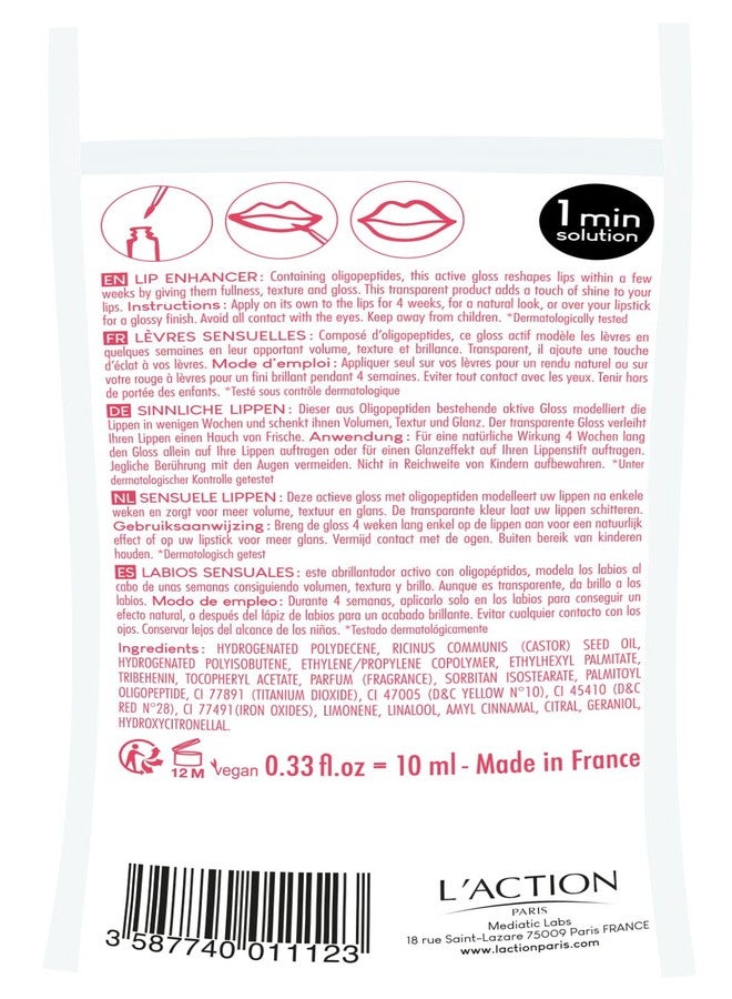 L'Action Paris Volume Lip Enhancer, Lip Gloss For Fullness Texture and Glossy Finish, Transparent Formula with Oligopeptides for Natural Shine and Volume 10ml - Image 3