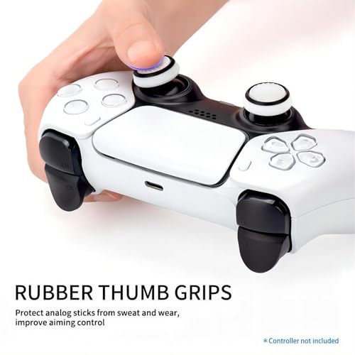 NiTHO Gaming Kit for PS5 Dualsense Controller, Customizing Anti-Slip Protective Cover Grip Handle with Thumb Grip Caps and Analog Mini-Stick Precision Rings, Enhancers Accessories for PS5 - White - Image 5