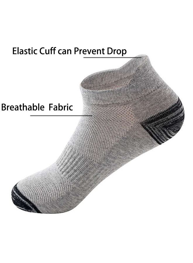 3 Pairs Men's Cushioned Breathable Running Ankle Socks, Men Short Cotton Casual Socks &Anti-Skid Moisture Wicking Socks, Prevent Drop Higher Heel Design  - Image 3