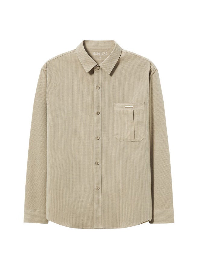 Markless Men's Shirt Autumn Winter Business Casual Solid Lyocell Top Csb3520m Khaki Xxl - Image 4