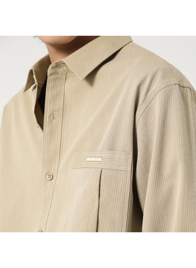 Markless Men's Shirt Autumn Winter Business Casual Solid Lyocell Top Csb3520m Khaki Xxl - Image 3