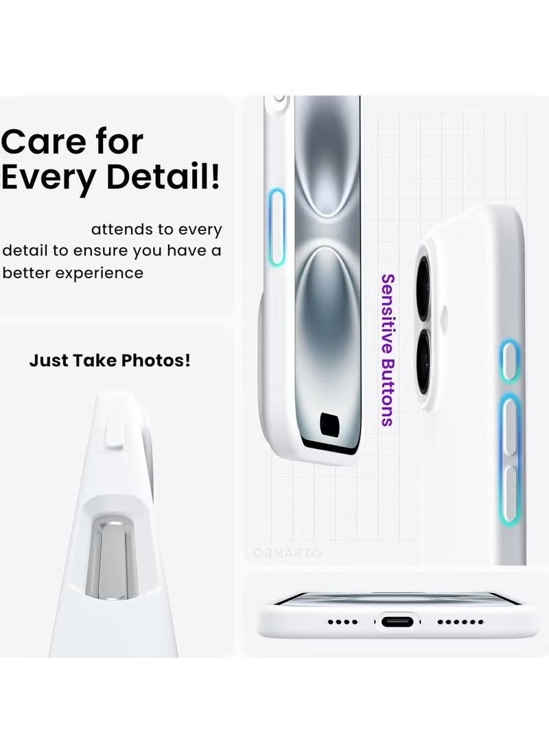 Aroos جراب متوافق مع iPhone 16 Plus ‚Äì غطاء مقاوم للصدمات من السيليكون الناعم السائل مع بطانة من الألياف الدقيقة ‚Äì حماية كاملة للجسم وواقي للكاميرا ‚Äì 6.7 بوصة (أبيض، iP 16 Plus) - Image 3