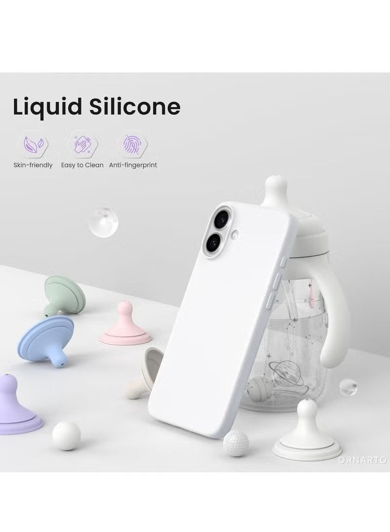 Aroos جراب متوافق مع iPhone 16 Plus ‚Äì غطاء مقاوم للصدمات من السيليكون الناعم السائل مع بطانة من الألياف الدقيقة ‚Äì حماية كاملة للجسم وواقي للكاميرا ‚Äì 6.7 بوصة (أبيض، iP 16 Plus) - Image 4