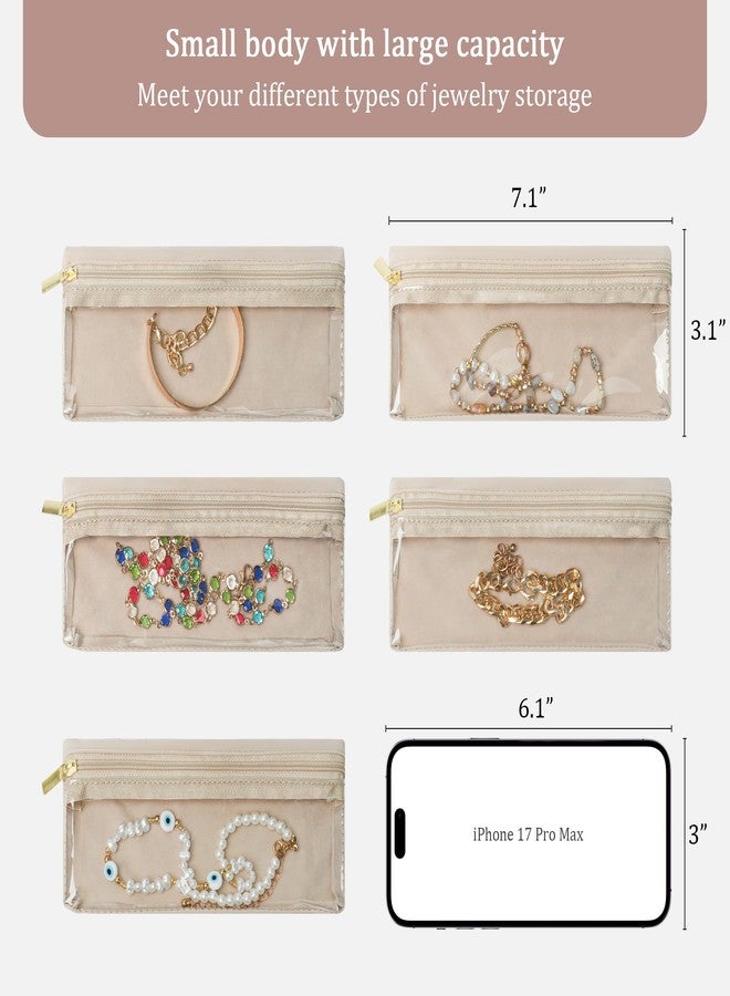 KarSyon Travel Jewelry Case Organizer Jewelry Box with 10 Velvet Pouches Mini Jewelry Organizers Storage for Women Small Cute Puffer Bags for Earrings,Rings,Necklaces,Bracelets (10PCS Beige, Large) - Image 4