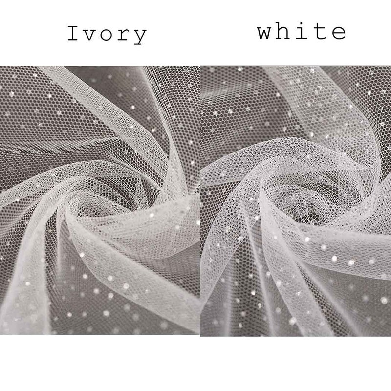Unsutuo 1 Tier Glitter Wedding Veil Fingertip Length Bachelorette Party Veil Sparkle Bridal Veil for Women and Girls (Ivory) - Image 2