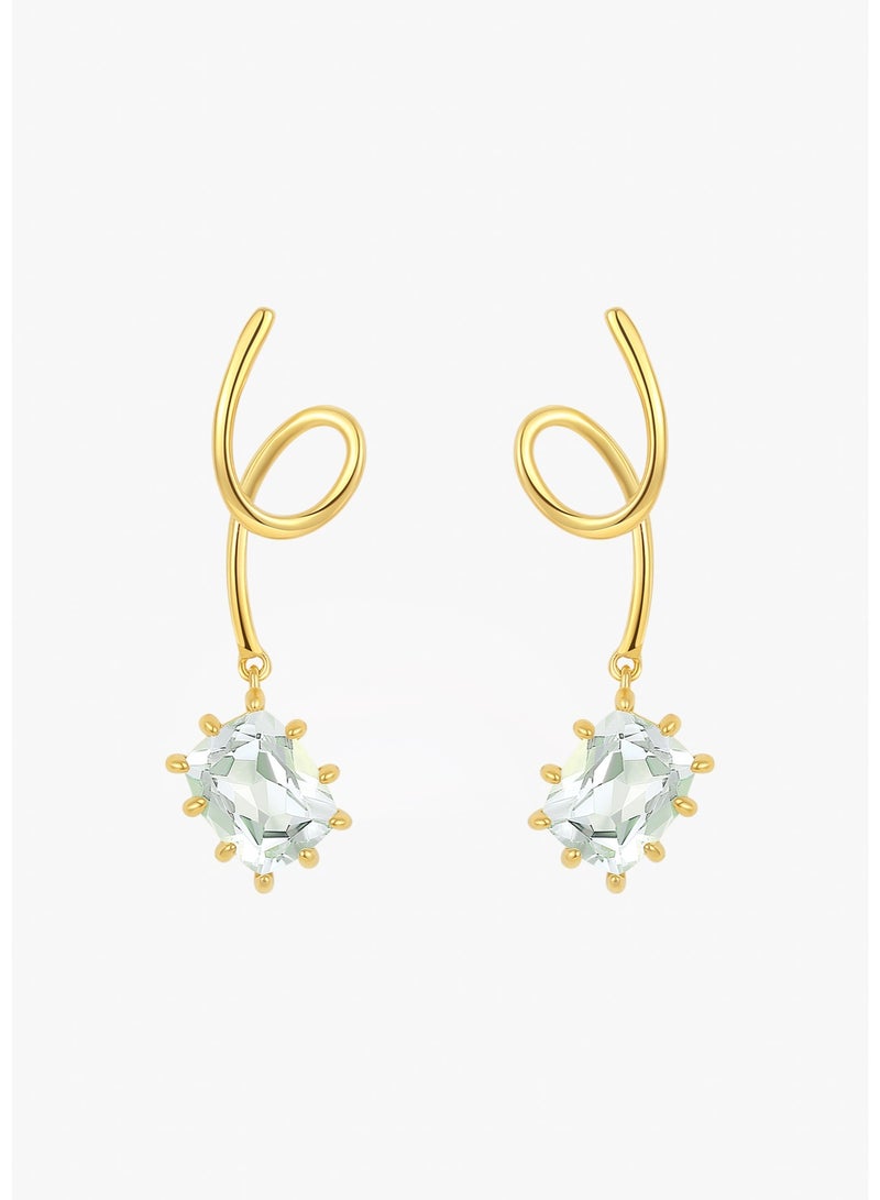 Raia Stellar Trace Earrings - S925 Silver Plated with 18K Gold - Green Quartz - Image 1