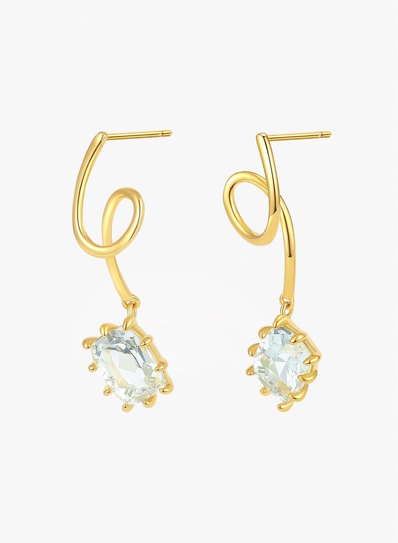 Raia Stellar Trace Earrings - S925 Silver Plated with 18K Gold - Green Quartz - Image 2