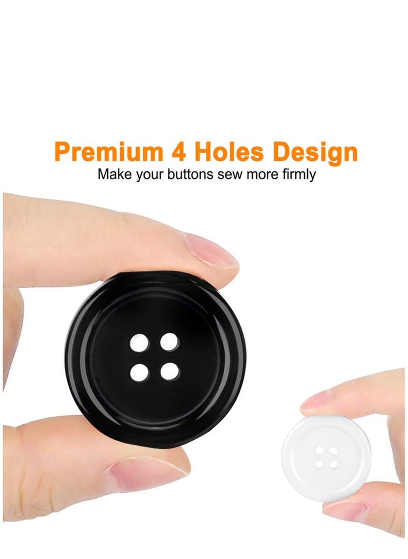 SYOSI - Mixed Sewing Buttons 160Pcs Round Black 4-Hole Craft Buttons 5 Sizes White Resin Button with Separate Compartment Storage Box Suitable for Sewing DIY Craft Projects - Image 1