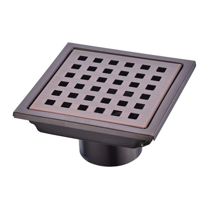 Square Shower Drain 4 inch Nicmondo 304 Stainless Steel Point Center Floor Waste Drain with Removable Grate Cover Antique Cooper 11cm x 11cm Brushed Bronze