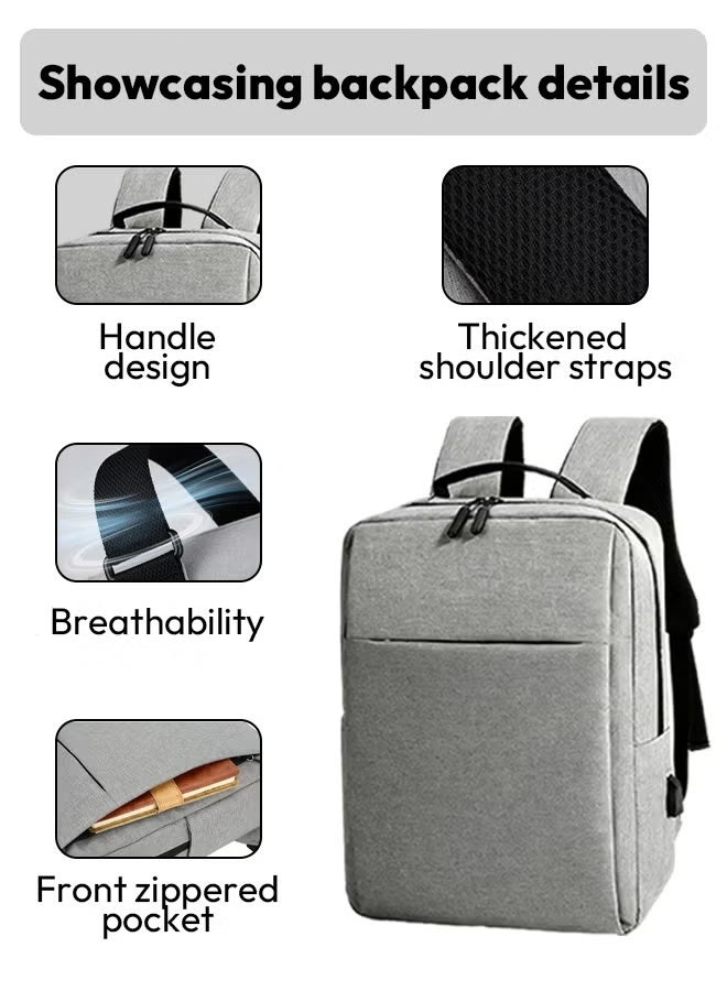 5.6 Inch Laptop Backpack for Men Women, Waterproof BookBag with Laptop Compartment Business Work Casual Computer with USB Charging, Laptop Bag Fits 15.6 Inch Laptop (LC09-Grey) - Image 5