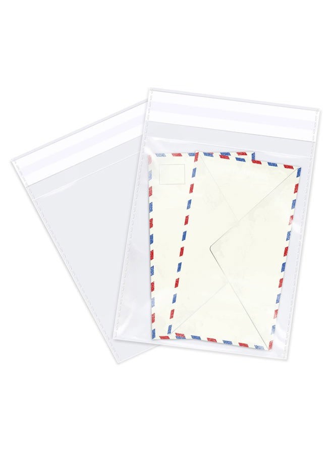 WEPOLY 8" x 10" (100 Count) Clear Cellophane Bags - Self Sealing Cello Plastic Poly Bags- for Art Prints, Card, Envelopes - Image 1