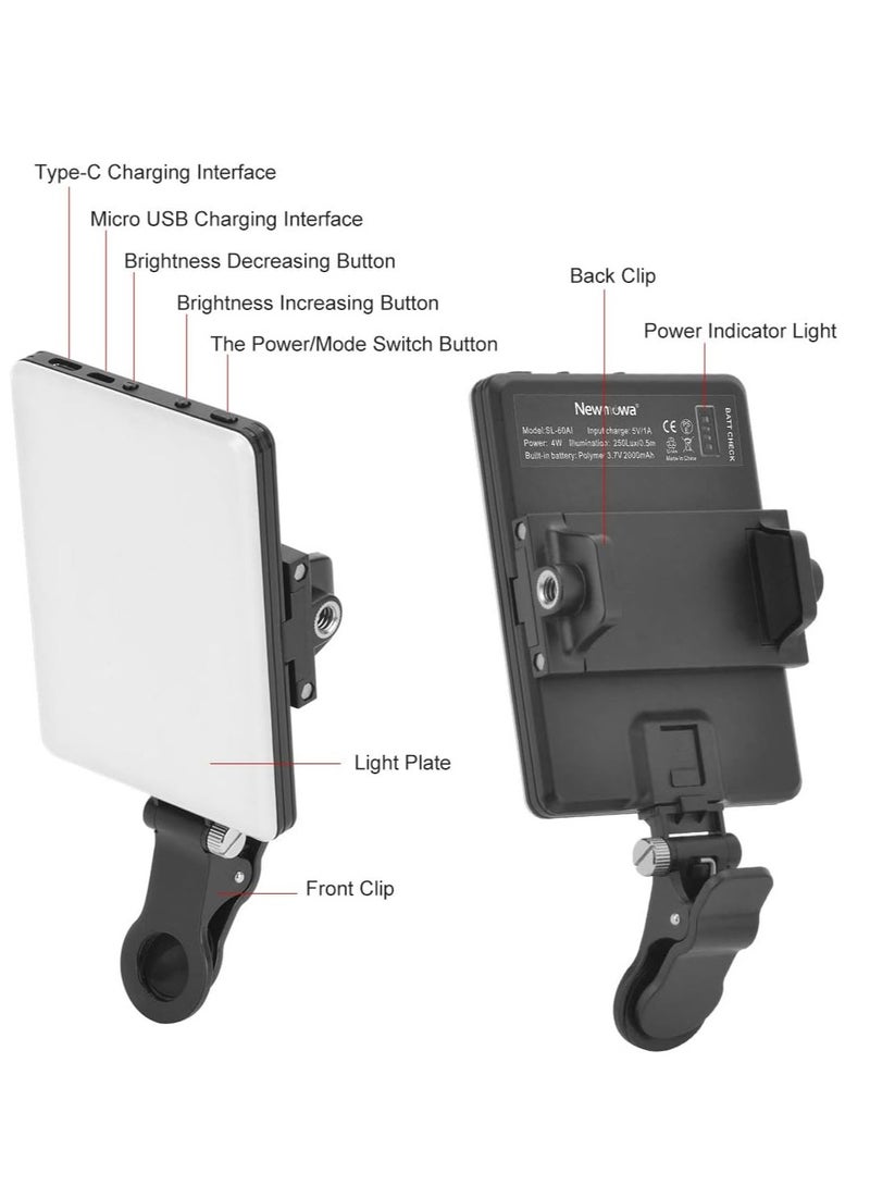 60 LED High Power Rechargeable Clip Fill Video Conference Light with Front  Back Clip, Adjusted 3 Light Modes for Phone, iPad, Laptop, for Makeup,ect. - Image 4