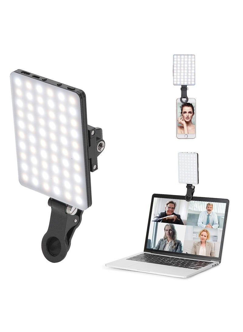 60 LED High Power Rechargeable Clip Fill Video Conference Light with Front  Back Clip, Adjusted 3 Light Modes for Phone, iPad, Laptop, for Makeup,ect. - Image 1