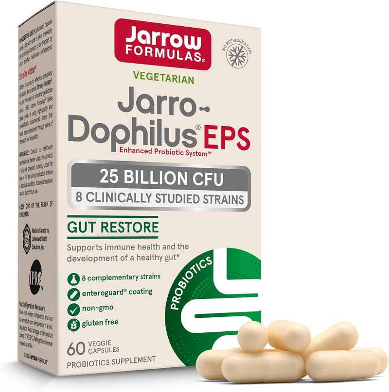 Jarrow Formulas Probiotics for Women and Men Digestive Health  Probiotic Nutritional Supplements Gut Health 25 Billion CFU JarroDophilus 60 Capsules 60 Day Supply - Image 1