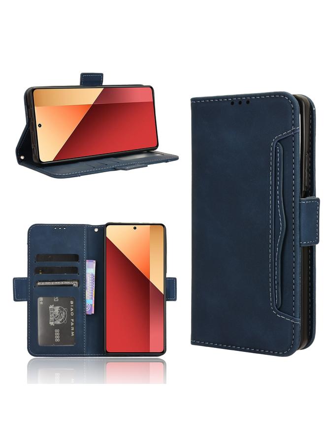 Green Tiger For Xiaomi Redmi Note 13 Pro 4G Global Skin Feel Calf Texture Card Slots Leather Phone Case(Blue)