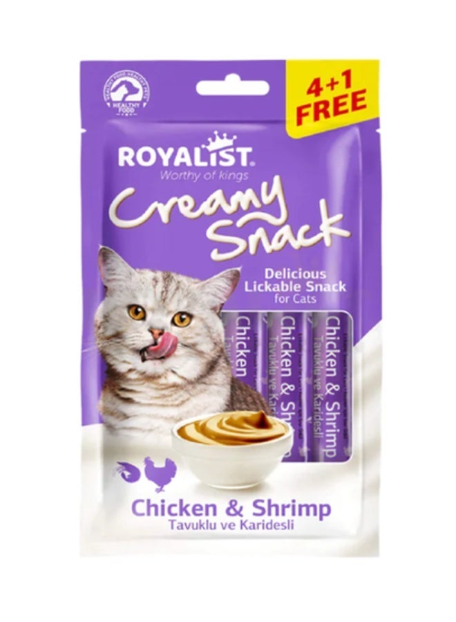 روياليست وجبة خفيفة كريمية من روياليست - وجبة خفيفة لذيذة قابلة لللعق للقطط، مكافآت القطط، بنكهة الدجاج والروبيان. -2 أكياس - Image 2