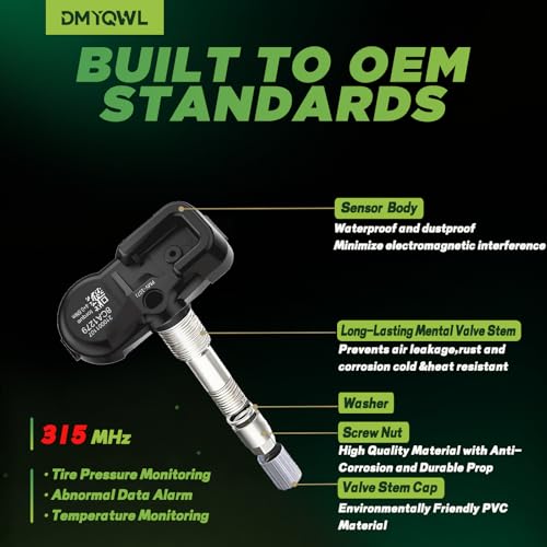 DMYQWL TPMS 315MHz Pre-Programmed,Compatible with Toyota Tacoma 2006-2025 | 4 Runner 2004-2025 | Lexus ES350 2006-2025 | RX350 2006-2026/OE#PMV-107J,PMV-C010(Set of 4) Tire Pressure Monitoring Sensor - Image 4