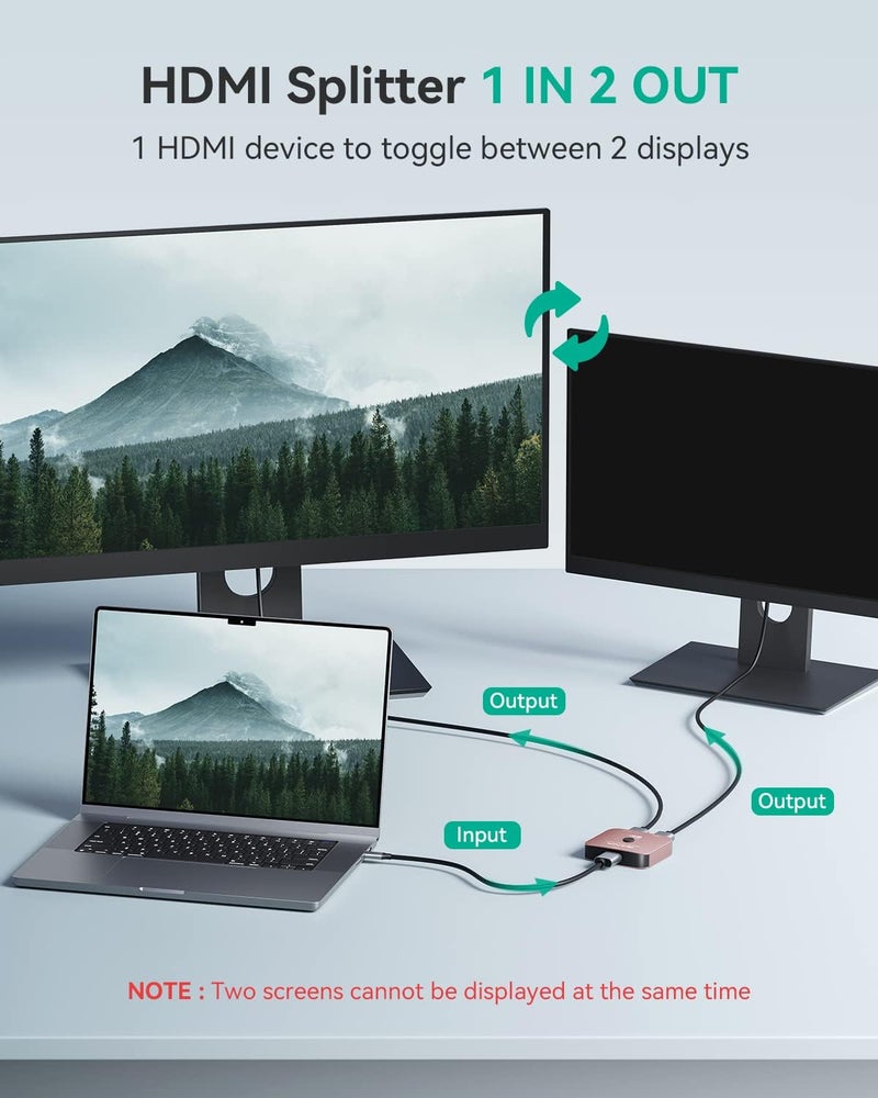 جانا مفتاح HDMI 2.1، موزع ومحول HDMI 8K 2 مدخل و1 مخرج، يدعم 4K@120Hz، 8K@60Hz، 48 جيجابت في الثانية، محور HDMI فائق الدقة ثنائي الاتجاه من الألومنيوم متوافق مع PS5/4، Xbox، Roku، Apple TV، Fire Stick - Image 3