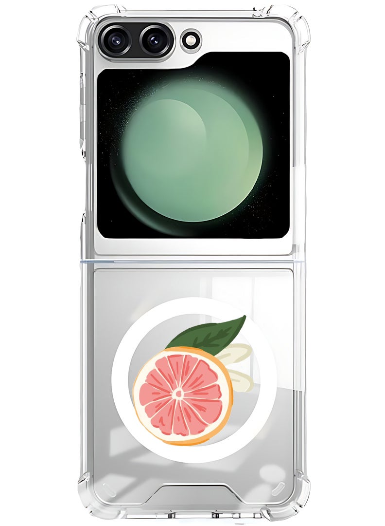 Theodor Magnetic Case for Samsung Galaxy Z Flip 6 Compatible with MagSafe Wireless Charging, Shockproof Phone Bumper Cover Grapefruit - Image 1