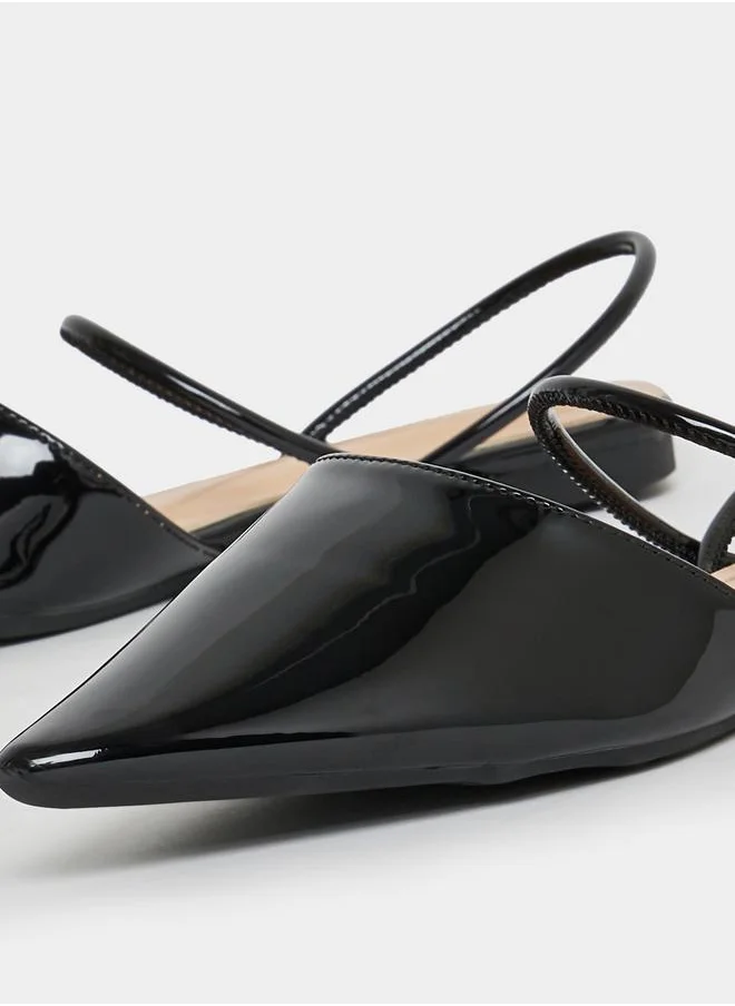 Styli Solid Pointed Toe Slingback Mules