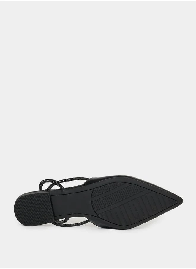 Styli Solid Pointed Toe Slingback Mules