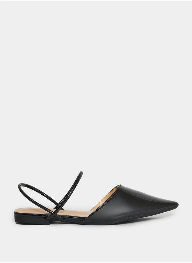Styli Solid Pointed Toe Slingback Mules