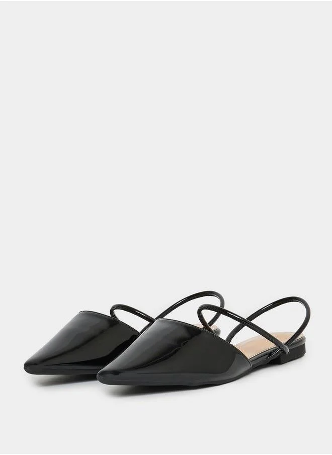 Styli Solid Pointed Toe Slingback Mules