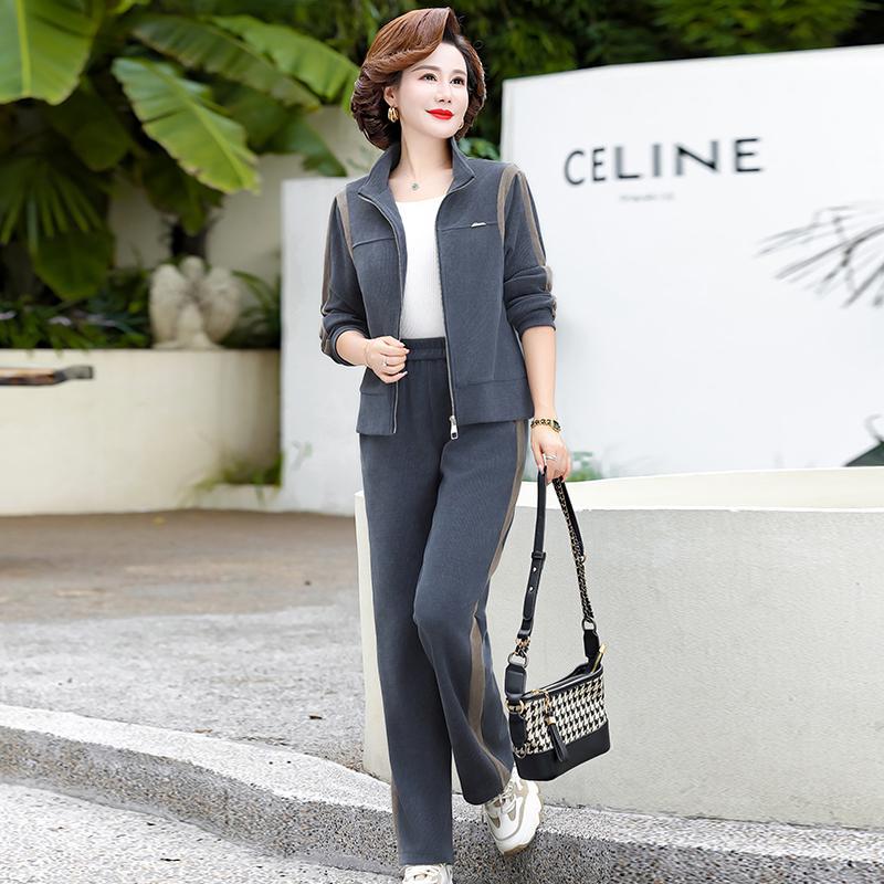 Mom Autumn Wear Western Style Loose Casual Two-Piece Suit Middle-Aged Women'S Clothing Elegant Fashion Age-Reducing Slimming Sportswear Suit - Image 1