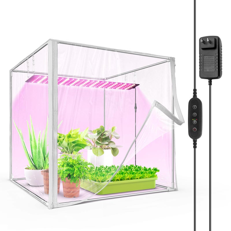 Barrina Indoor Greenhouse with Grow Light, with 40W Seed Starting LED Indoor Plant Light, Portable Mini Greenhouse with Timer for Seed Starter Tray, Seedling, Sprouting, Microgreens, 23x23x23IN - Image 1